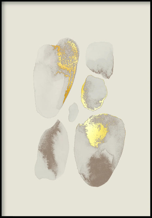 Creme Gemstones Left Real Gold Poster